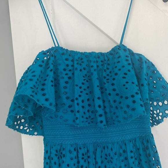 Alice + Olivia Women's Blue Eyelet Off Shoulder Maxi Dress Size Small $696 - Picture 5 of 10